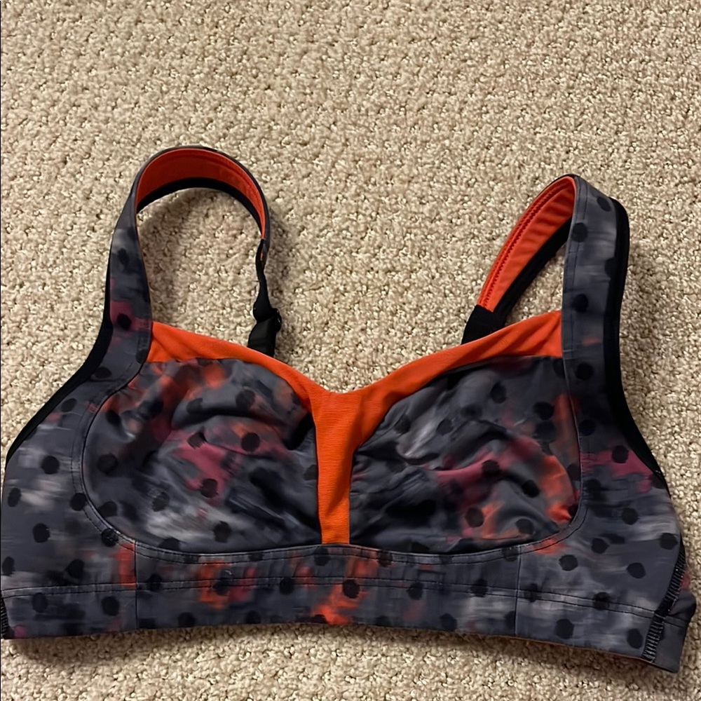 Lululemon Athletica Black and Orange Sports Bra Medium Support